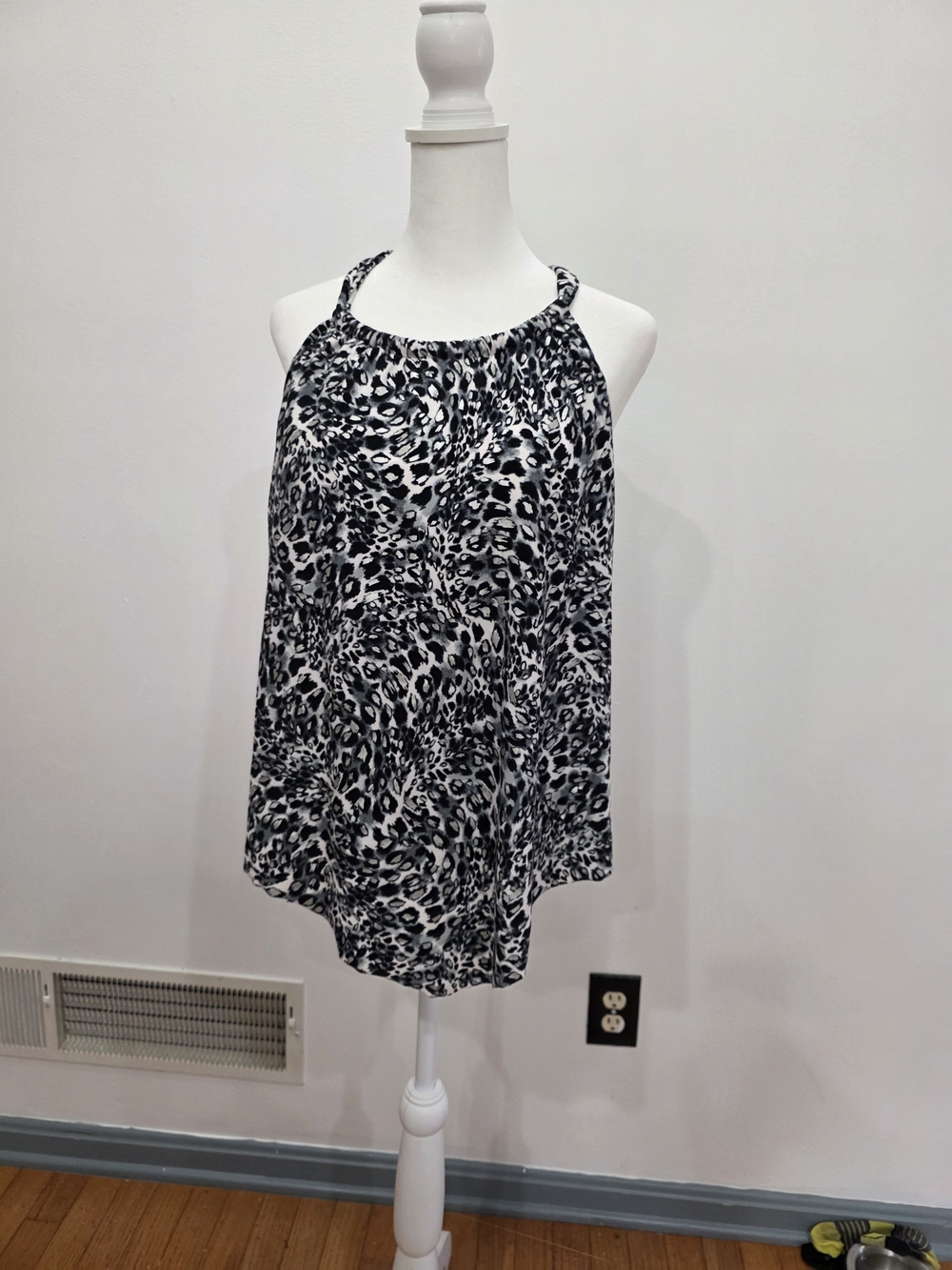 Magicsuit Women's Black & White Leopard Halter Tankini Top
